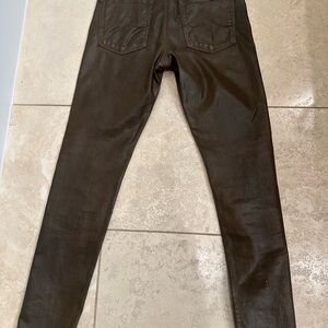 Ag Adriano Goldschmied Taupe Leather Pants